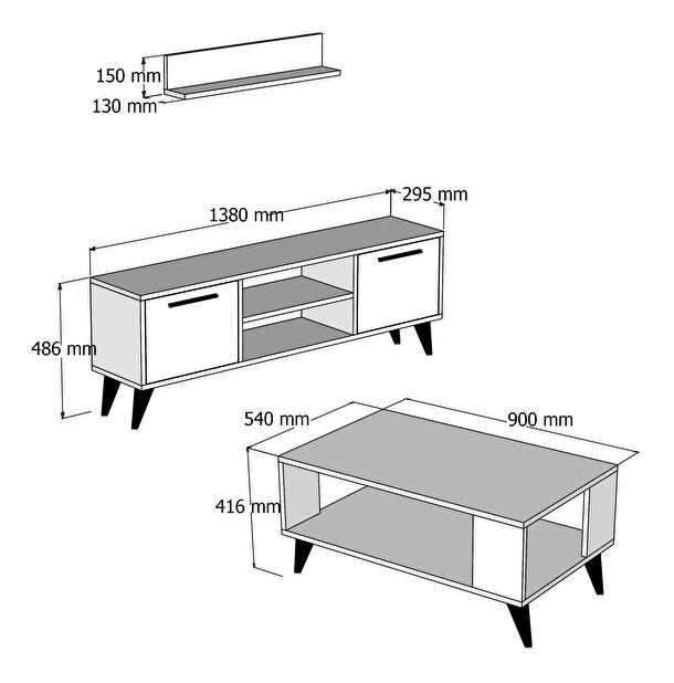 Set mobilier pentru living Povipi 1 (Nuc) 