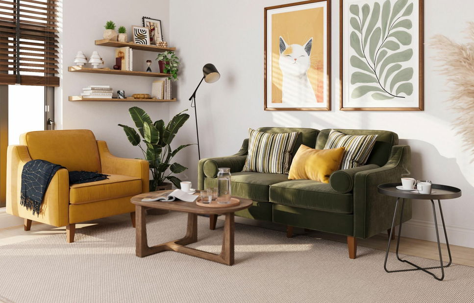 Pohovka dvojsedačka Robia 2 (petrolejová + orech)