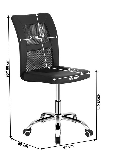 Fotoliu de birou Indi (negru + crom)