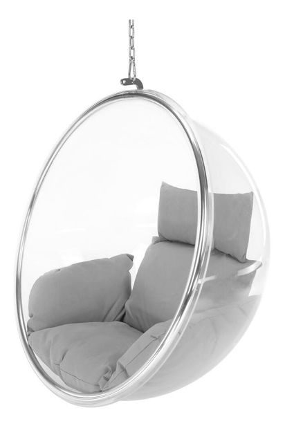 Viseća stolica za ljuljanje Belgica 1 (transparentna + srebrna + siva) 