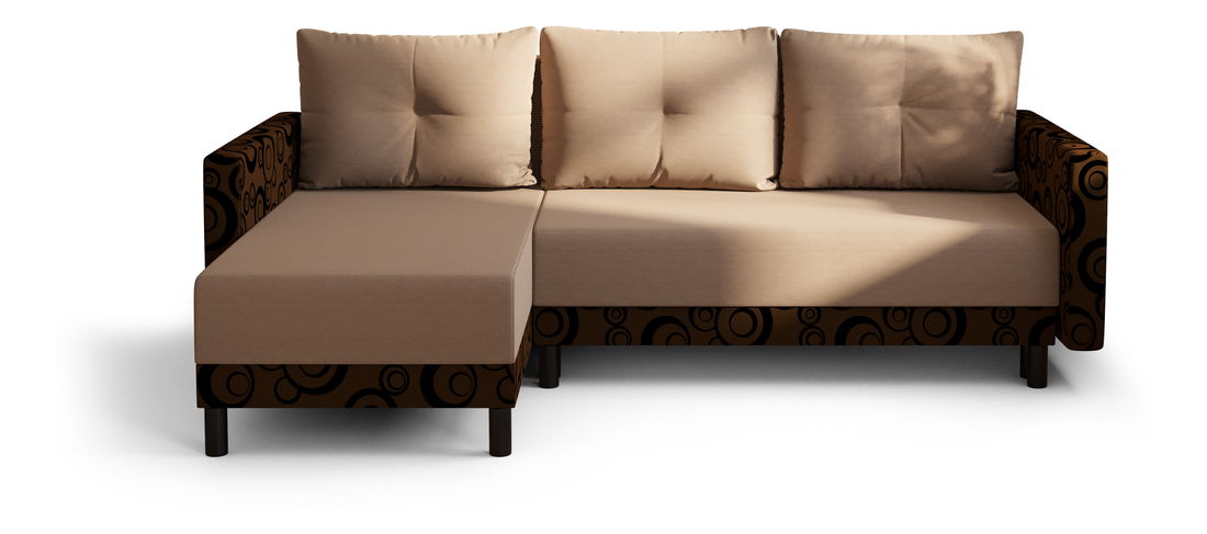 Rohová sedacia súprava Glimmer L (béžová + tmavohnedá) (L)