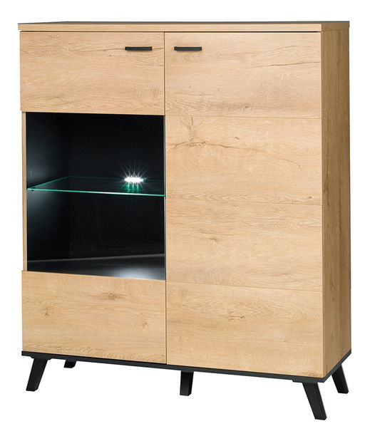 Vitrină typ 4 Siralla (Stejar lefkas + negru)