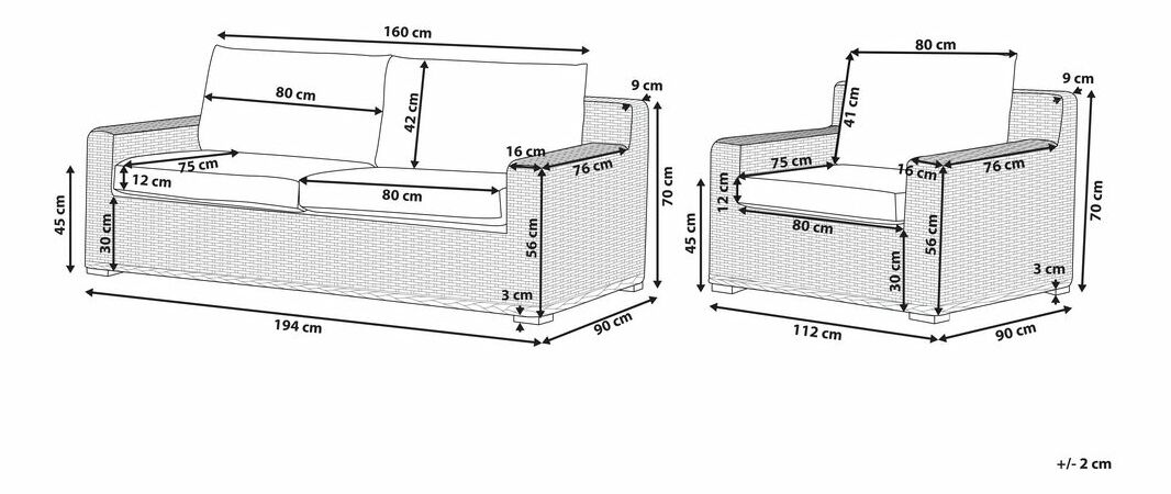 Zahradná sedacia súprava ARODE (ratan) (hnedá)