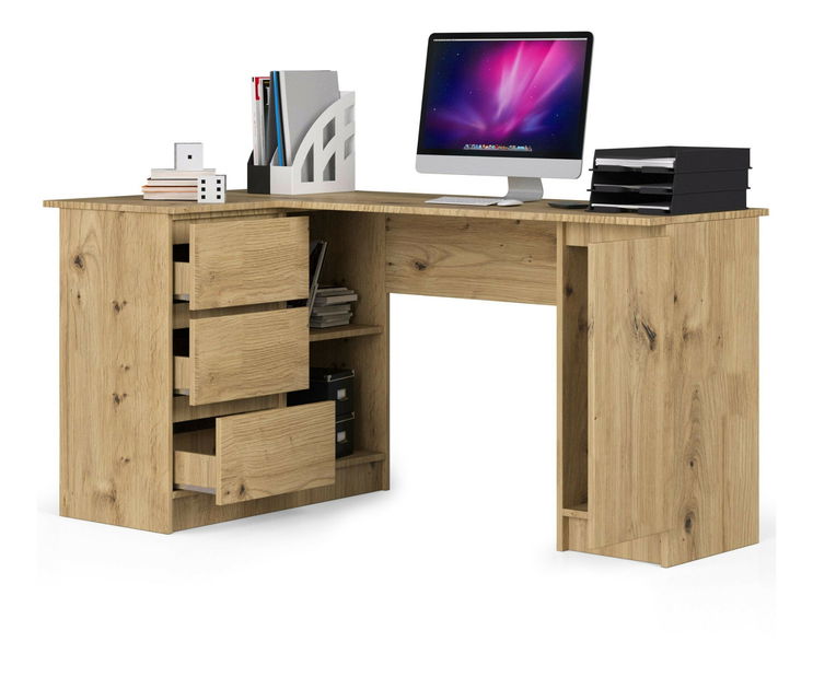Rohový PC stolík Bevin (dub artisan) (L)
