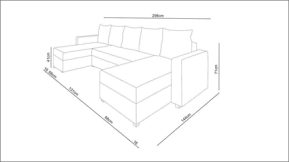 Rohová sedačka v tvare U Ardait (sivá + biela) (P)