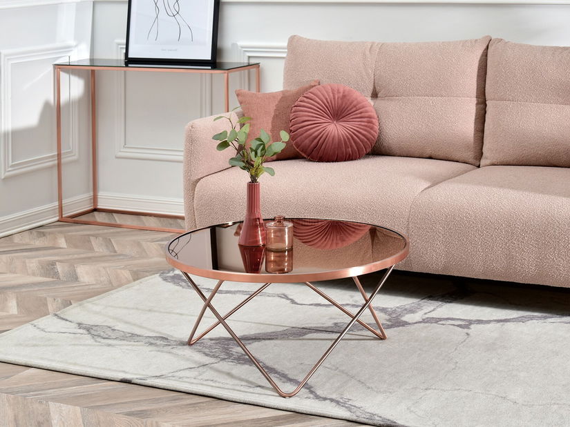 Konferenčný stolík Armin Xl (sklo + medená)