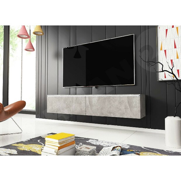 TV stolić/ormarić Dilune 140 (beton smart) (bijela led rasvjeta)