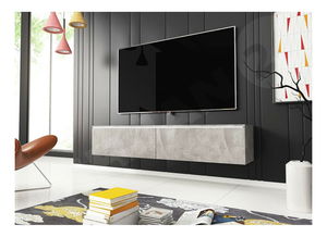 TV stolić/ormarić Dilune 140 (beton smart) (bijela led rasvjeta)