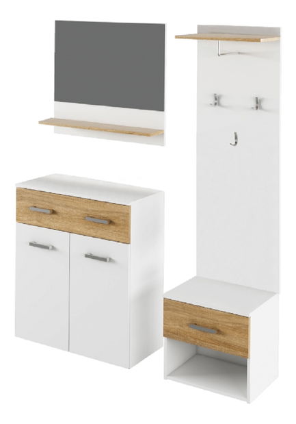 Set za predsoblje Simmo (bijela + hrast sonoma)