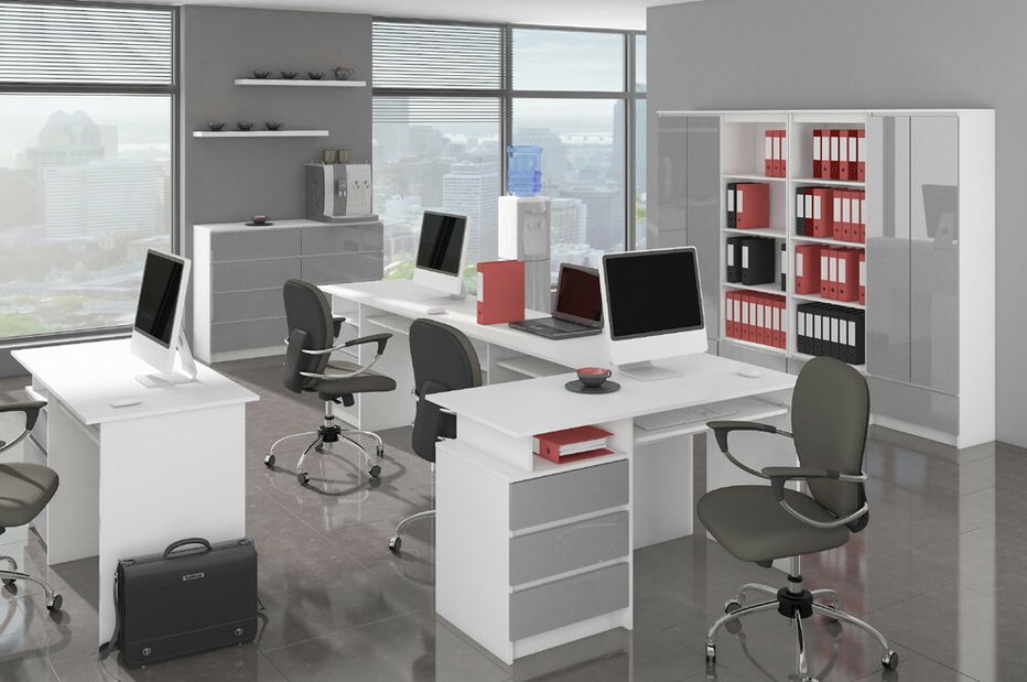 Polcosszekrény Renzo (fehér + fémes fényű)