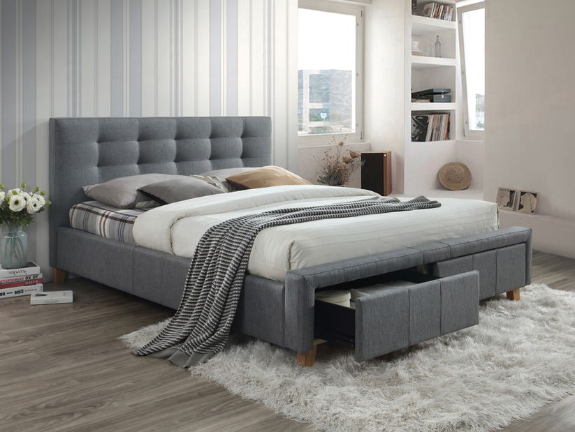 Bračni krevet 160 cm Arlyne (S podnicom i prostorom za odlaganje) 
