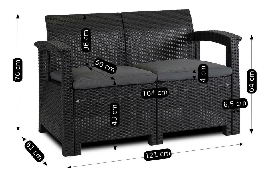 Záhradný set Consulto (čierna + tmavosivá) (pre 4 osoby)