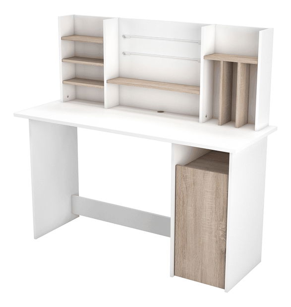 Számítógépasztal Amabis (brushed tölgy + fehér)