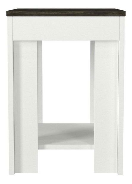 Príručný stolík Nobudi (biela + tmavohnedá) 