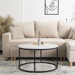 Stolić za kavu Conney max (bijeli mramor + crna) 