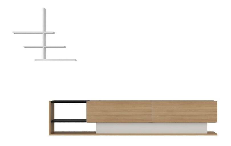 Mobilier living Lizelana (alb + teak)