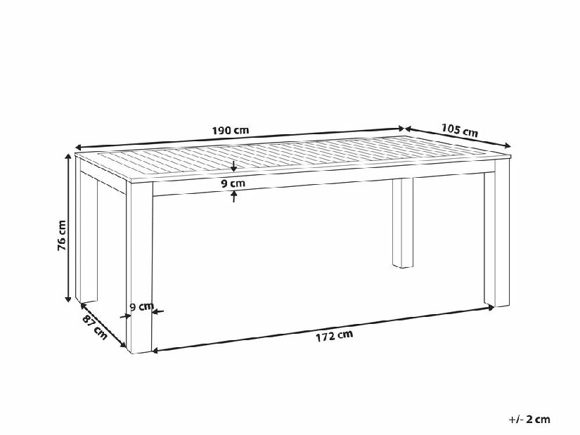Záhradný stôl 190x105 cm (svetlé drevo)