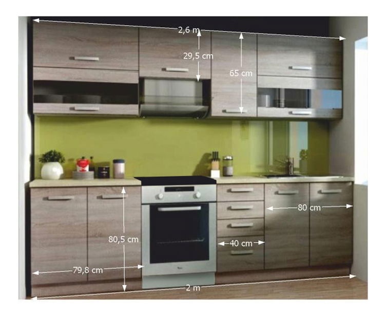 Kuchyňa Kareen 260 cm (dub sonoma trufel)