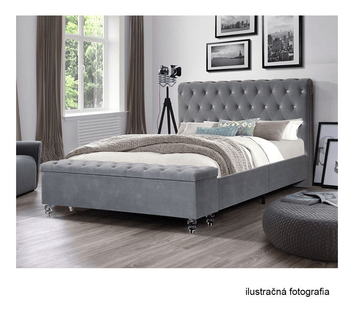 Pat matrimonial 160 cm Angi (gri) (cu somieră) 