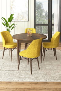 Set dining Roxie (nuc baroc + muștar) (pentru 4 persoane)