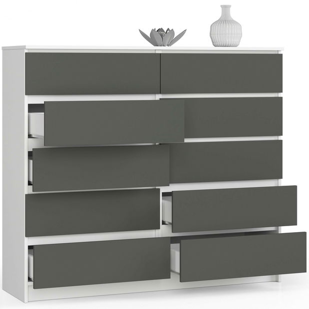 Komoda Keanu V (biela + sivá)