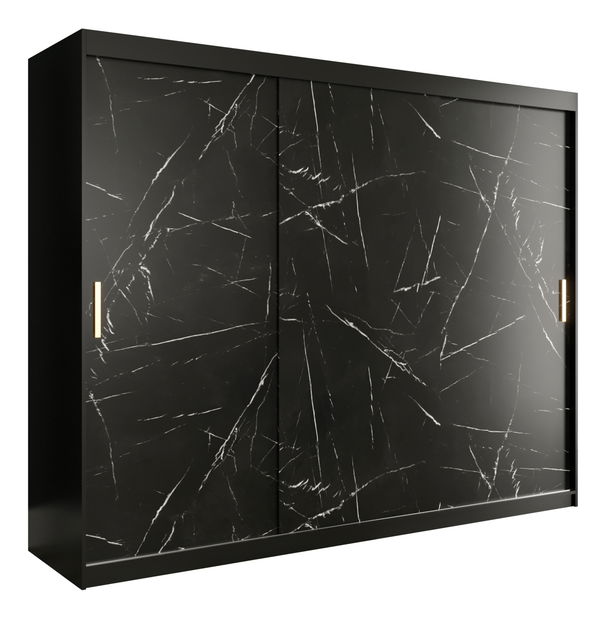Dulap de haine 250 cm Marbelo T (mat negru + marmură neagră)