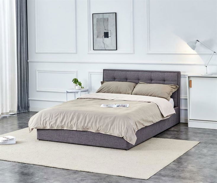 Manželská posteľ 140 cm Padvalion 140 (s úložným priestorom) (sivá)