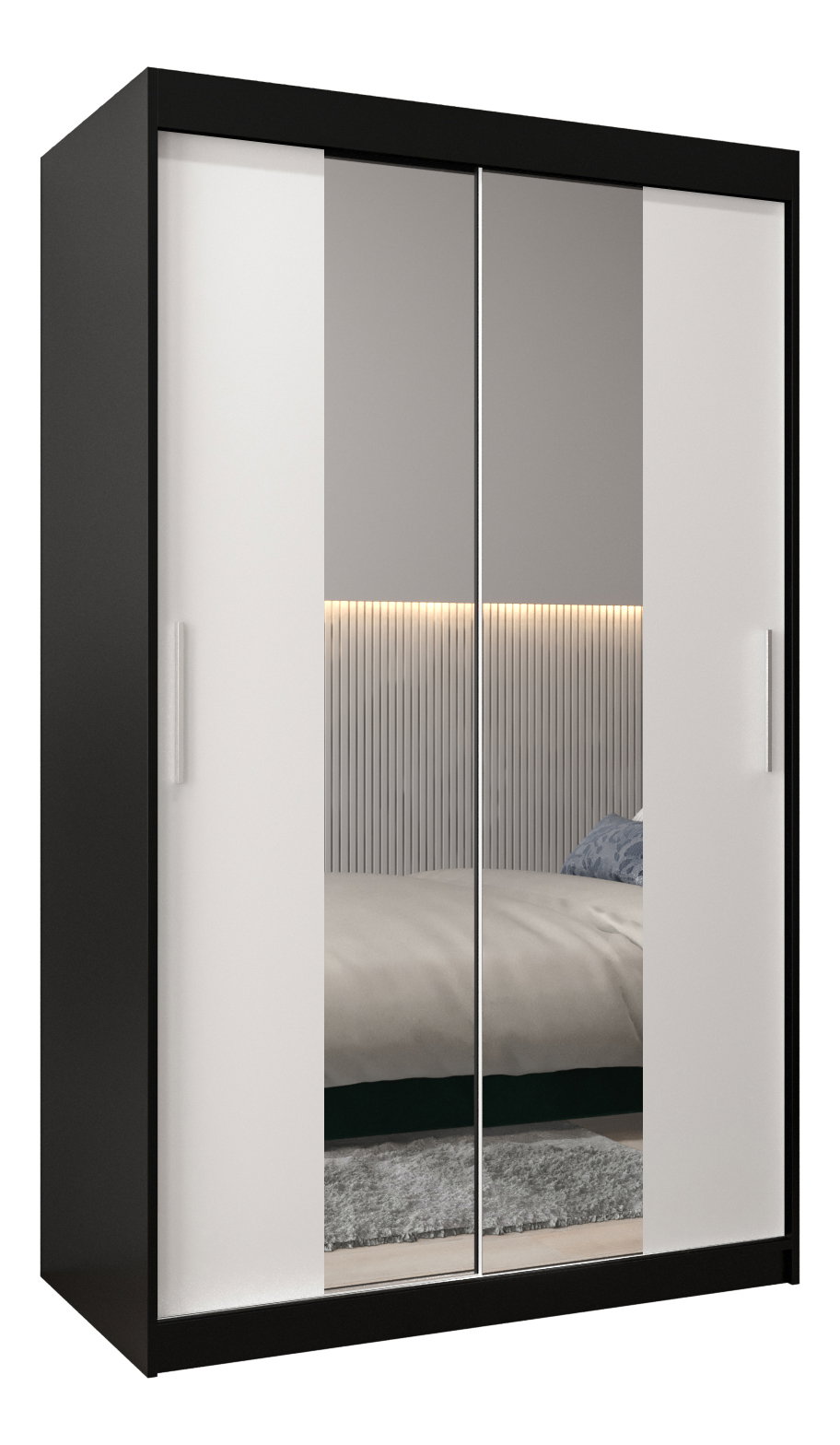 Ruhásszekrény 120 cm Toki 1 (matt fekete + matt fehér)