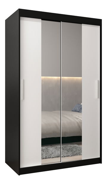 Dulap de haine 120 cm Toki 1 (negru mat + alb mat)