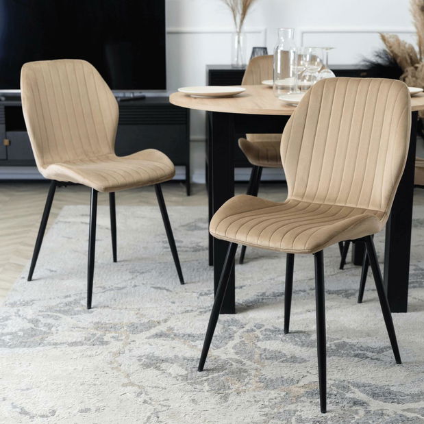 Blagovaonski set Hungaro (hrast artisan + crna + bež) (za 4 osobe)