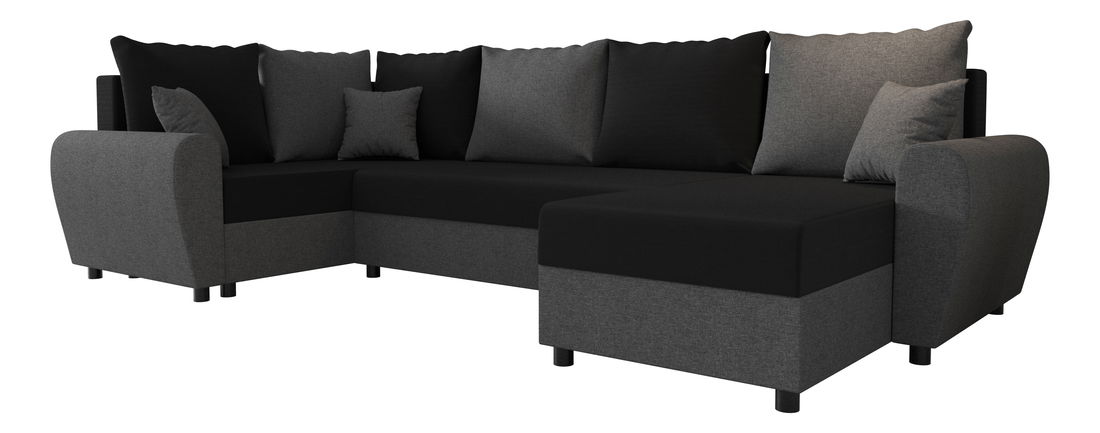 U alakú sarokkanapé Fleur Long (fekete + szürke) (B)