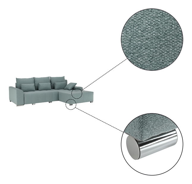 Rohová sedačka Davan (mentolová) (L)