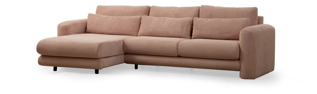 Rohová sedačka Lelysena (L) (ružová + čierna)