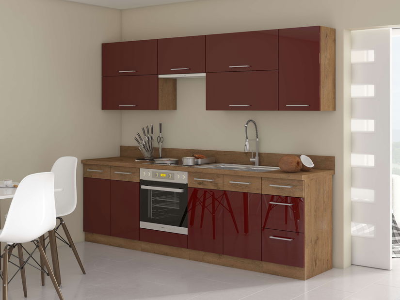 Dolná kuchynská skrinka Virion 60 DK 210 2F (dub lancelot + bordová)