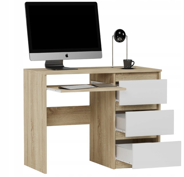 Masă PC Nubro (stejar sonoma + alb) (D)