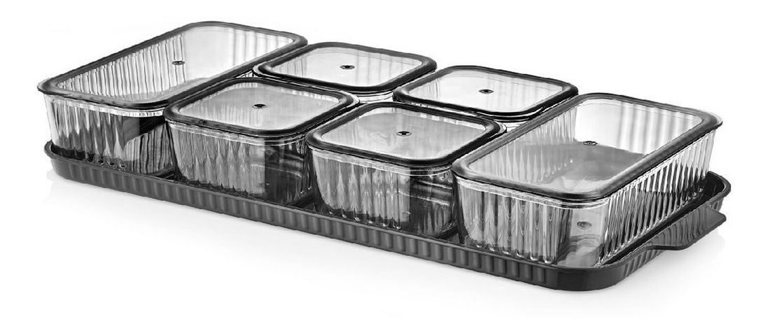 Sada úložných dóz na potraviny (13 ks.) Karoly (antracitová)