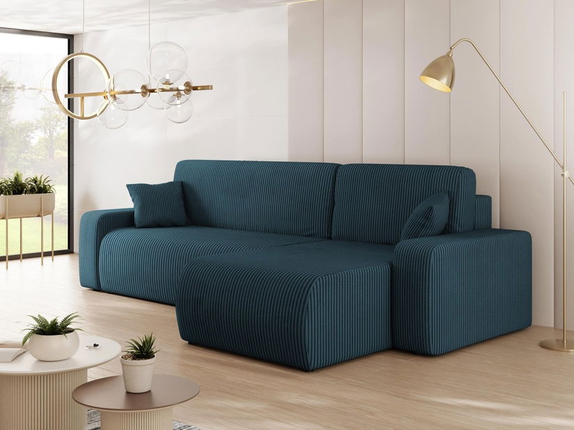 Kutna garnitura Euston L S (tamnoplava) (s prostorom za odlaganje)