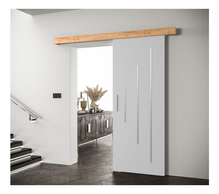 Uși culisante 90 cm Sharlene Y (alb mat + craft auriu + argintiu)