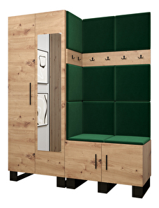 Set mobilier pentru hol Amanda 14 (Stejar artisan + verde)