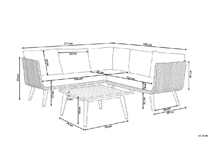 Set canapele pentru grădină ALCO (lemn) (gri) (pentru 5 persoane)