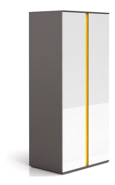 Šatníková skriňa BRW Graphic SZF2D lesk biely