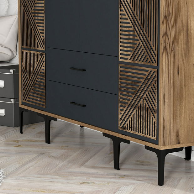 Šatníková skriňa Kiara PTP (orech + antracit)