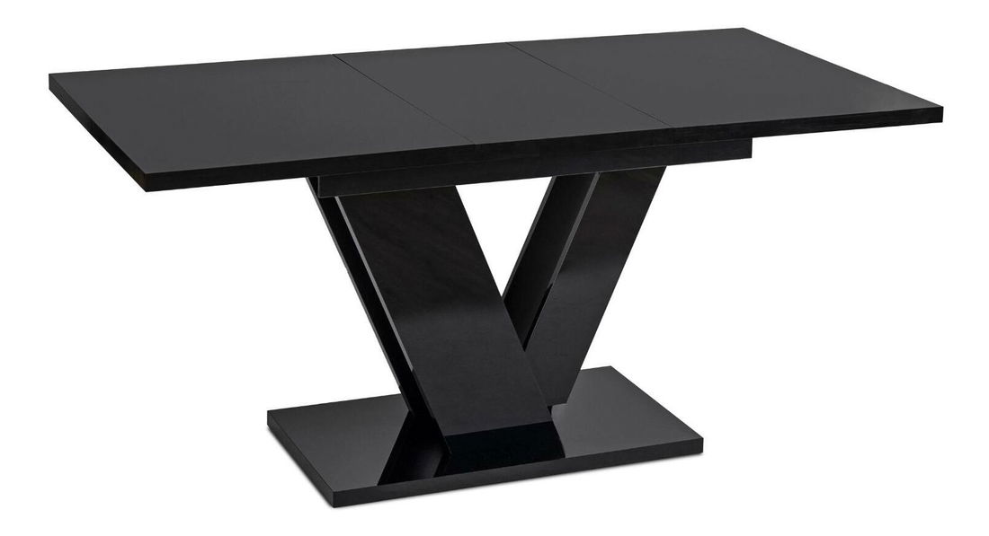 Blagovaonski stol na razvlačenje Comentado (crni sjaj) (za 4 do 6 osoba)