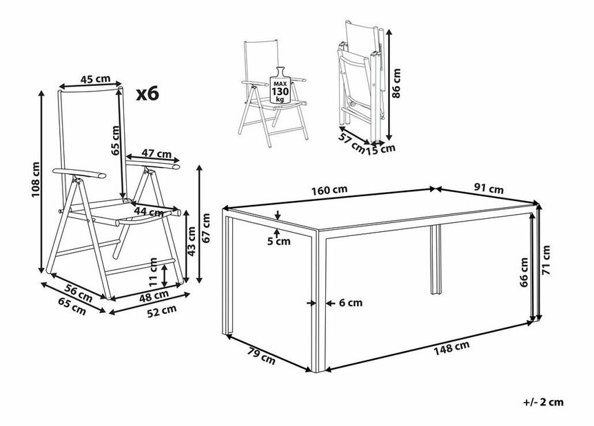 Záhradná jedálenská sada Campania (sivá)