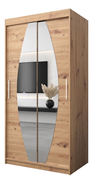 Šatníková skriňa 100 cm Eclipse (dub artisan + dub artisan)
