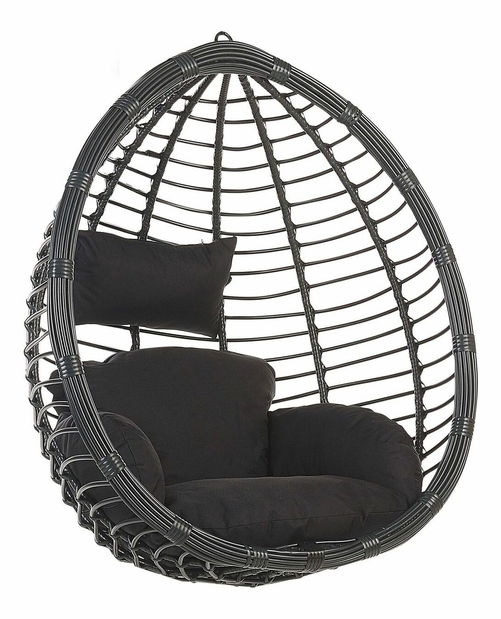 Závesné kreslo TOLIO (polyratan) (čierna)