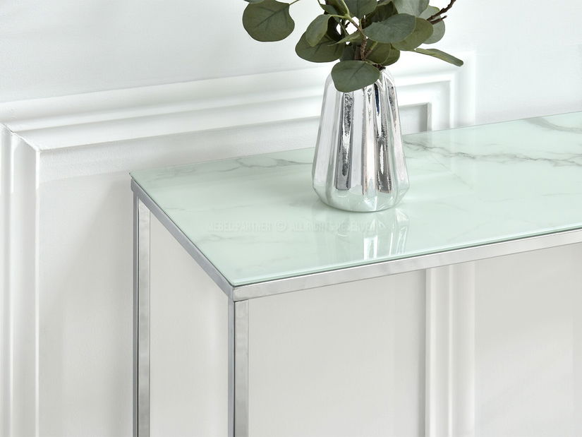 Konzolový stolík Bella Kons (biela + chrómová)