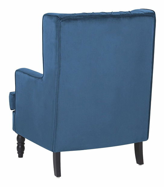 Kreslo ušiak SANES (tmavomodrá) (s taburetkou)