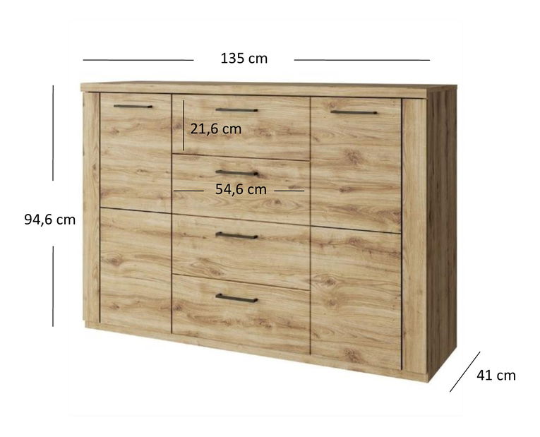 Comodă Deloris 2D4S (Stejar navarra)
