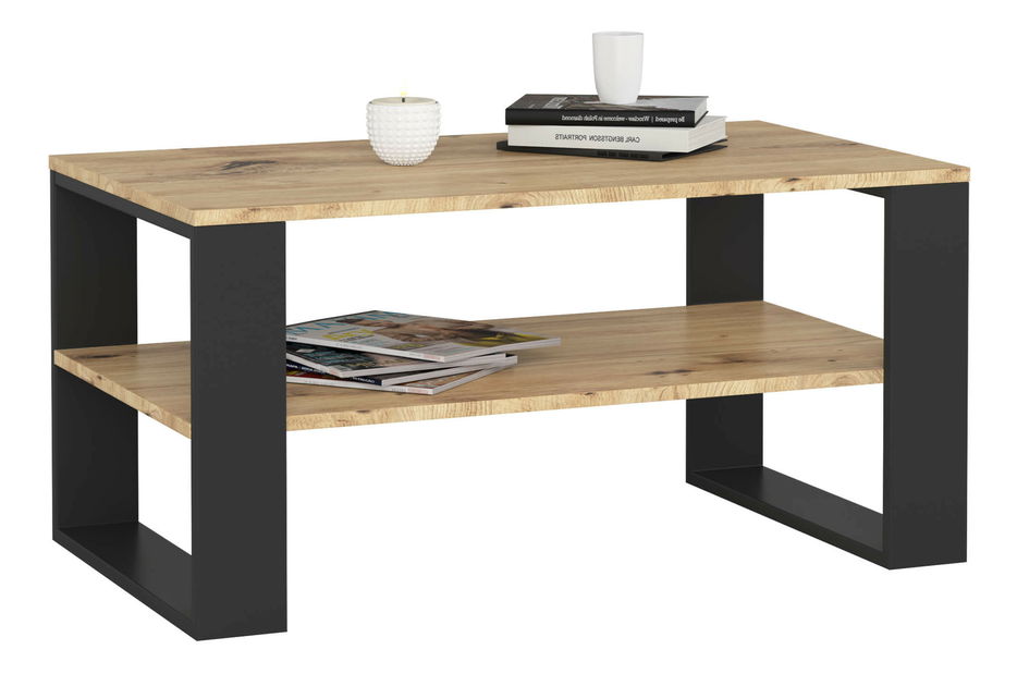 Măsuță de cafea Aislan (stejar artisan + negru)